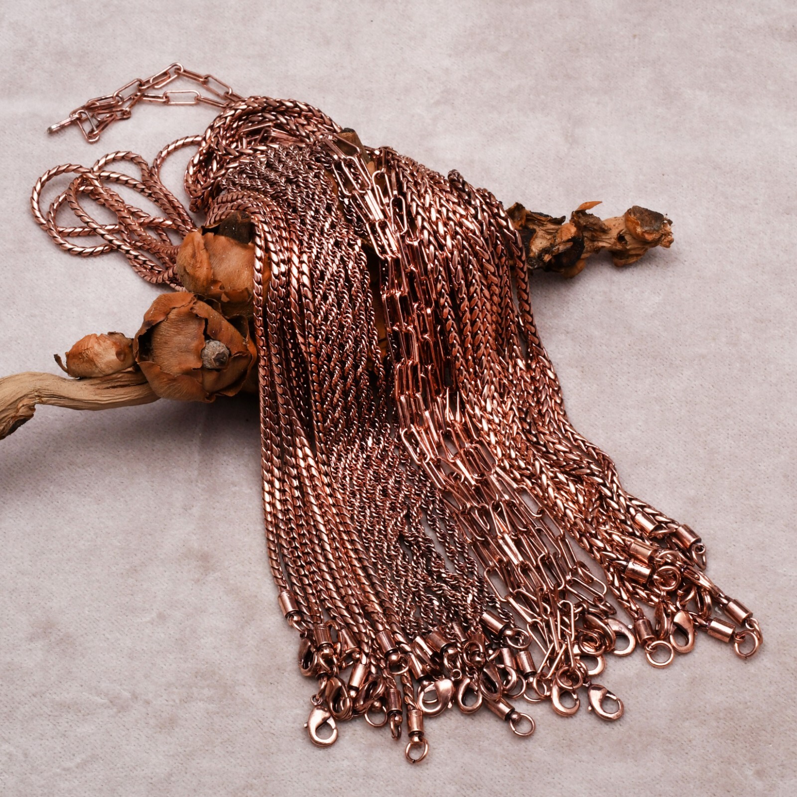 100% Pure Oxidize Copper Wheat Viking jewelry Copper Chain Necklace RJ-001