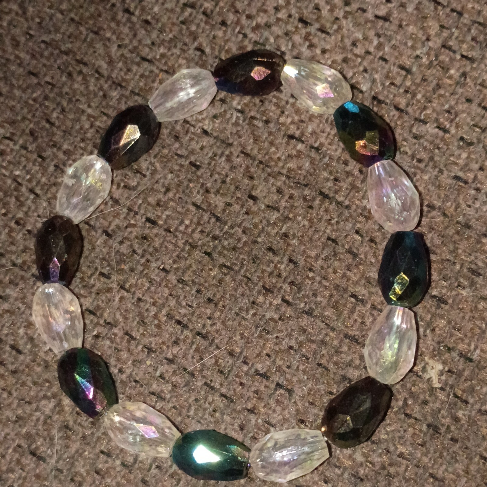 Multicolor Faceted Crystal Oval Beaded Stretch Bracelet No Closure