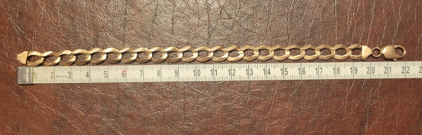 14k Rose Gold Flat Cuban Link Chain Bracelet 9mm wide,15.988 gram, 8 1/2″ length