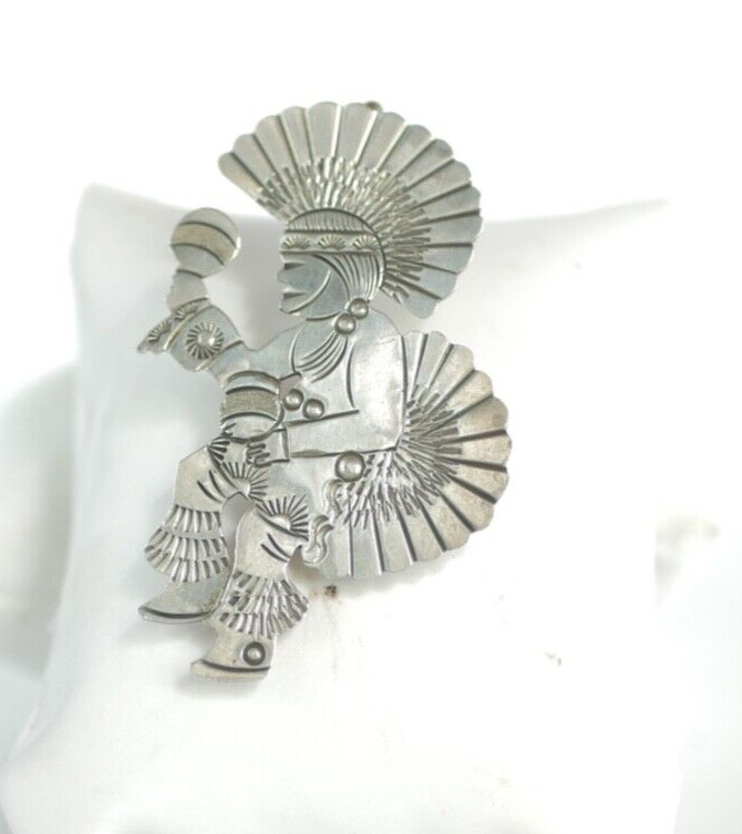 Dancing Kachina Navajo BECENTI Native American Sterling Silver Pin Vintage #2