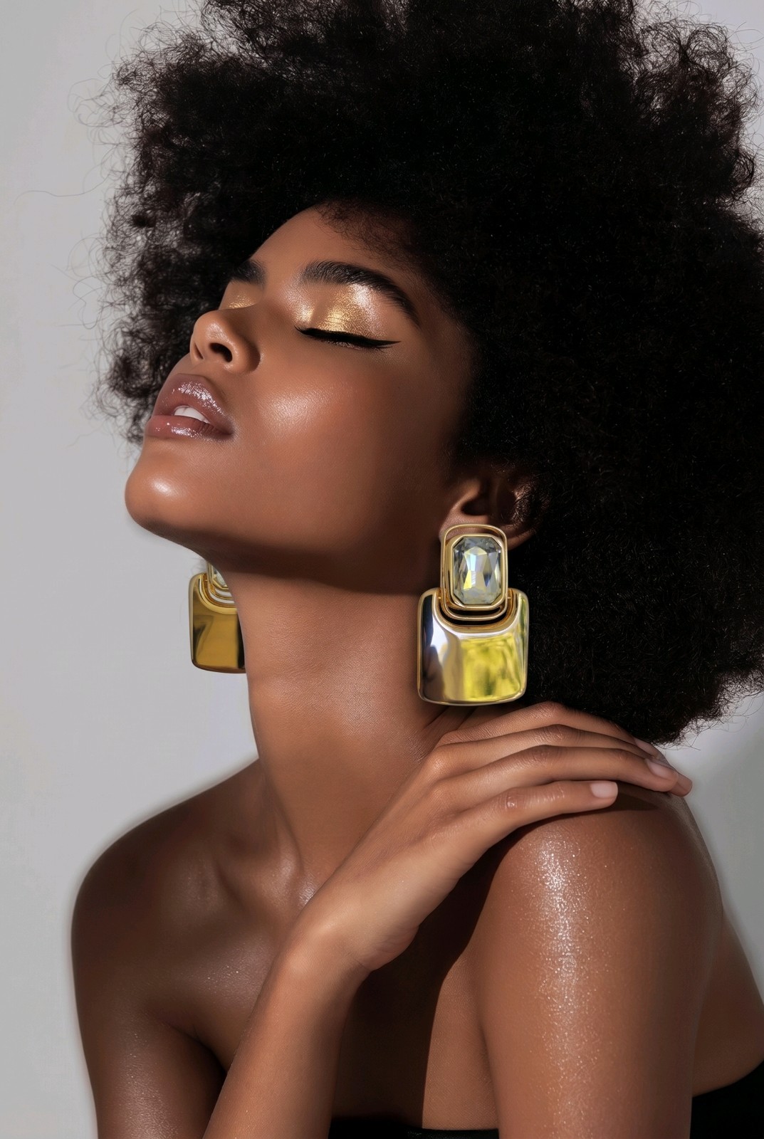 Modern Geometric Statement EarringsBold Golden Dangle Statement Piece