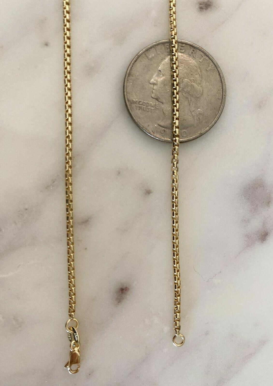 1.8MM Solid 14K Yellow Gold Round Box D.C Chain Necklace 16-24″
