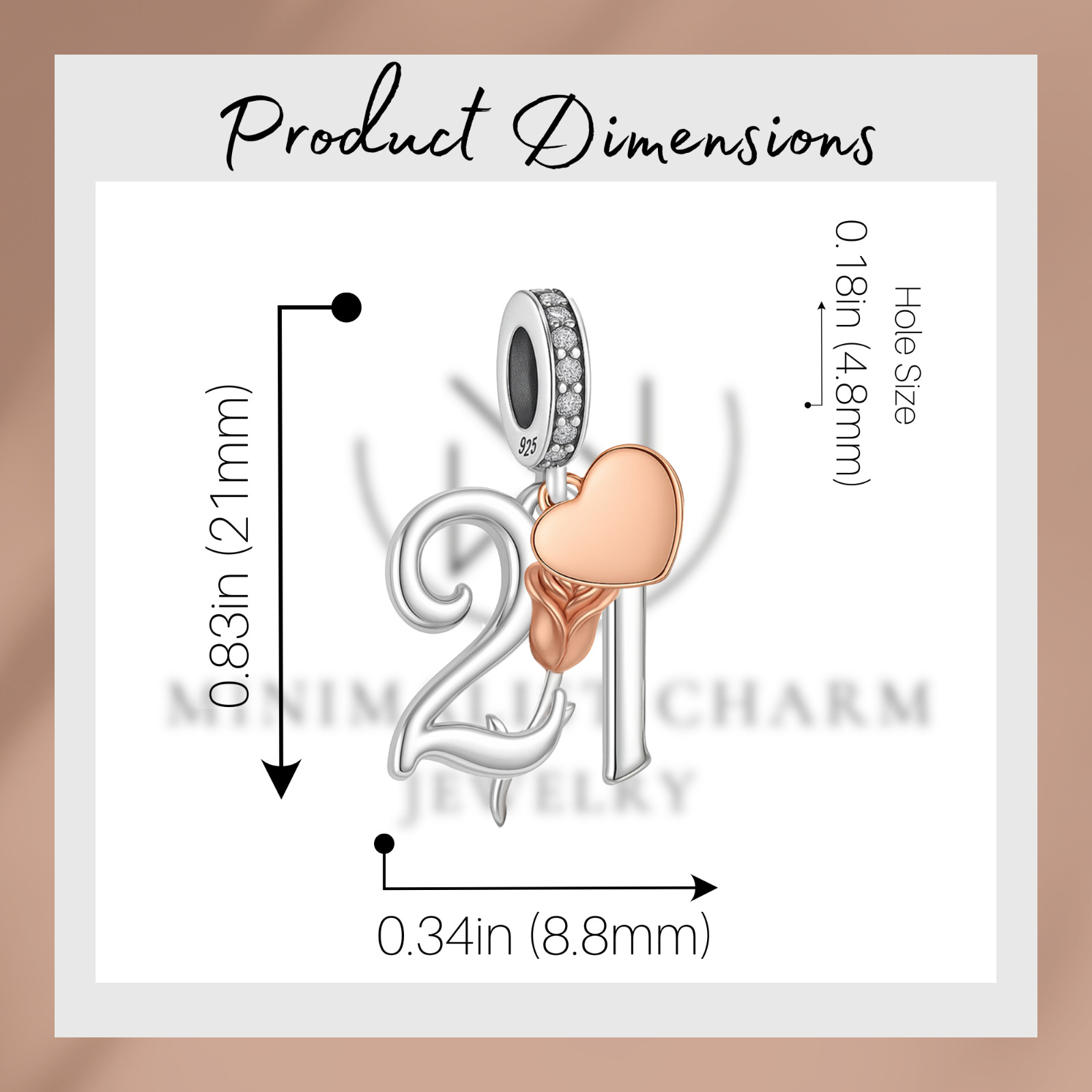 21st Birthday Charm For Bracelet, 21st Charm, Birthday Charm