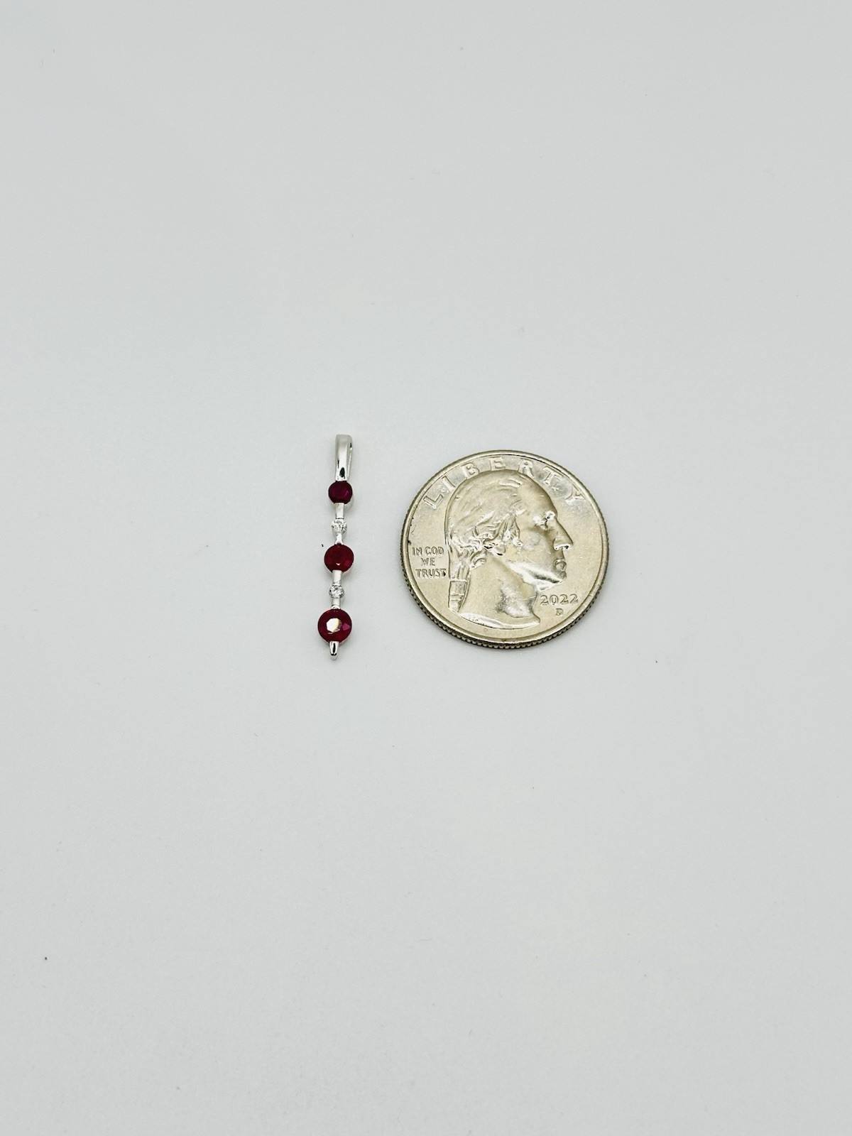 .50ctw Natural Ruby & Diamond Five-Stone Graduated Pendant 14k White Gold 1”