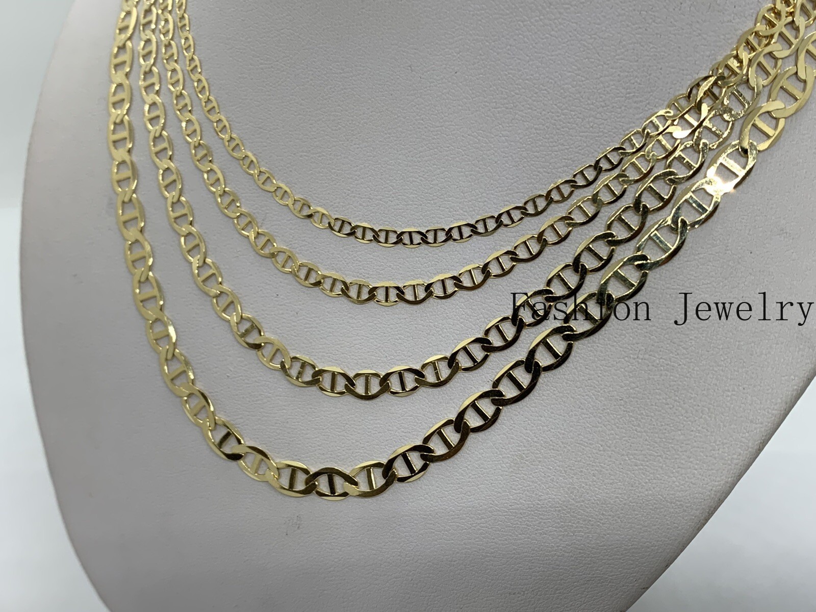 10K Solid Yellow Gold Anchor/Mariner Link Chains Necklace Men’s/Women’s 3.2-6mm