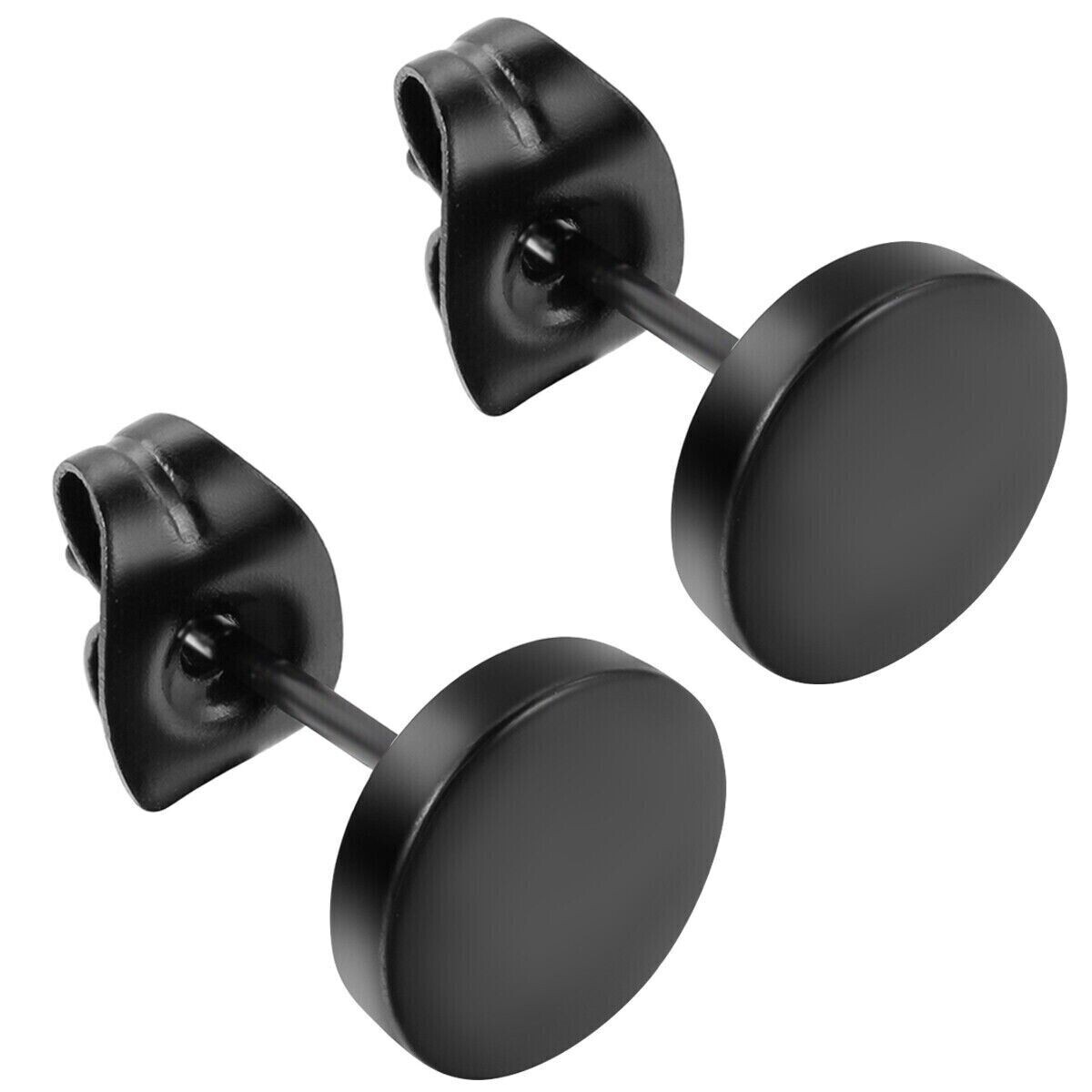 Black Stainless Steel Barbell Ear Studs Punk Rock Earrings 3-12mm mens women’s