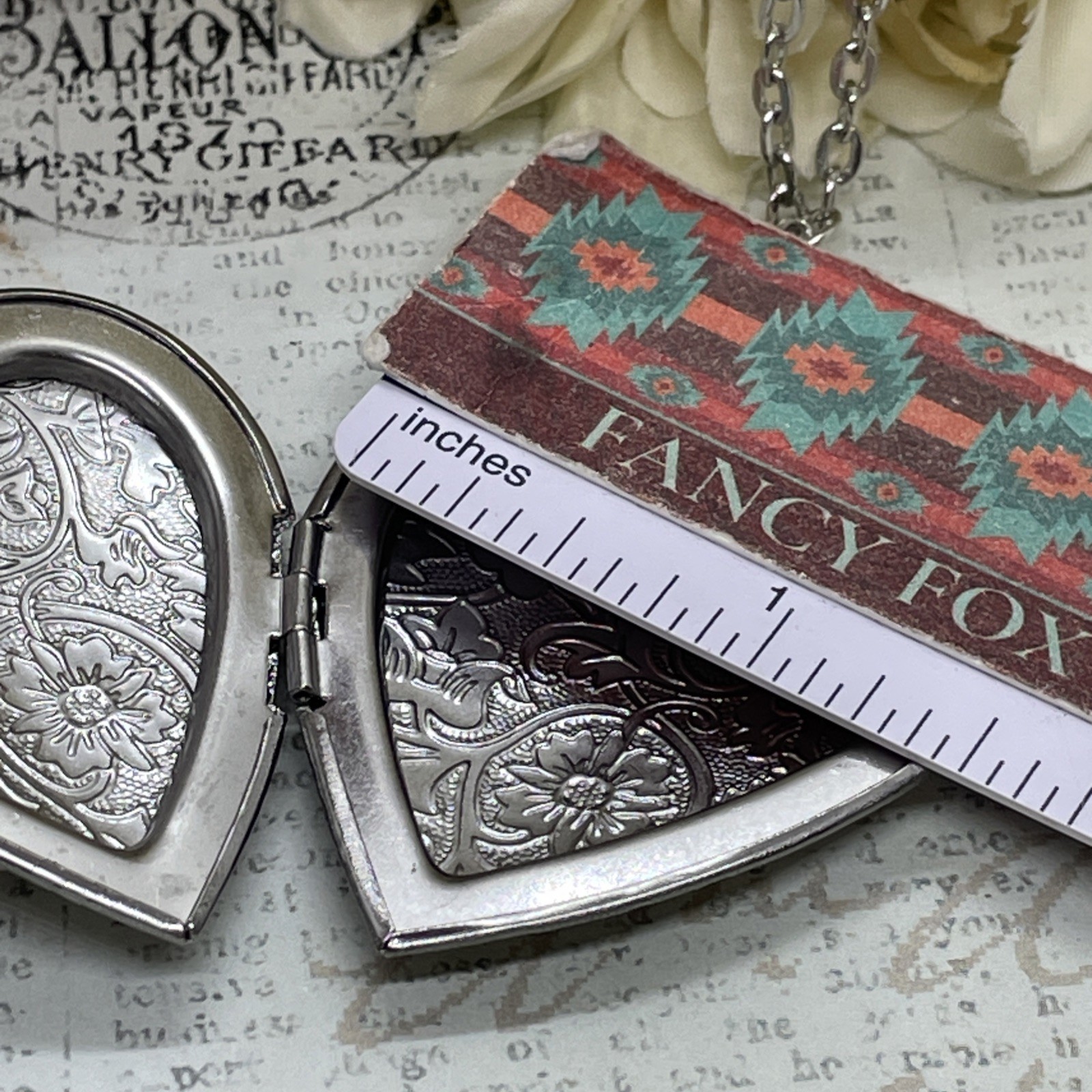 Heart Silver Locket Green Rose Gothic Black Necklace Photo Bride bridal wedding