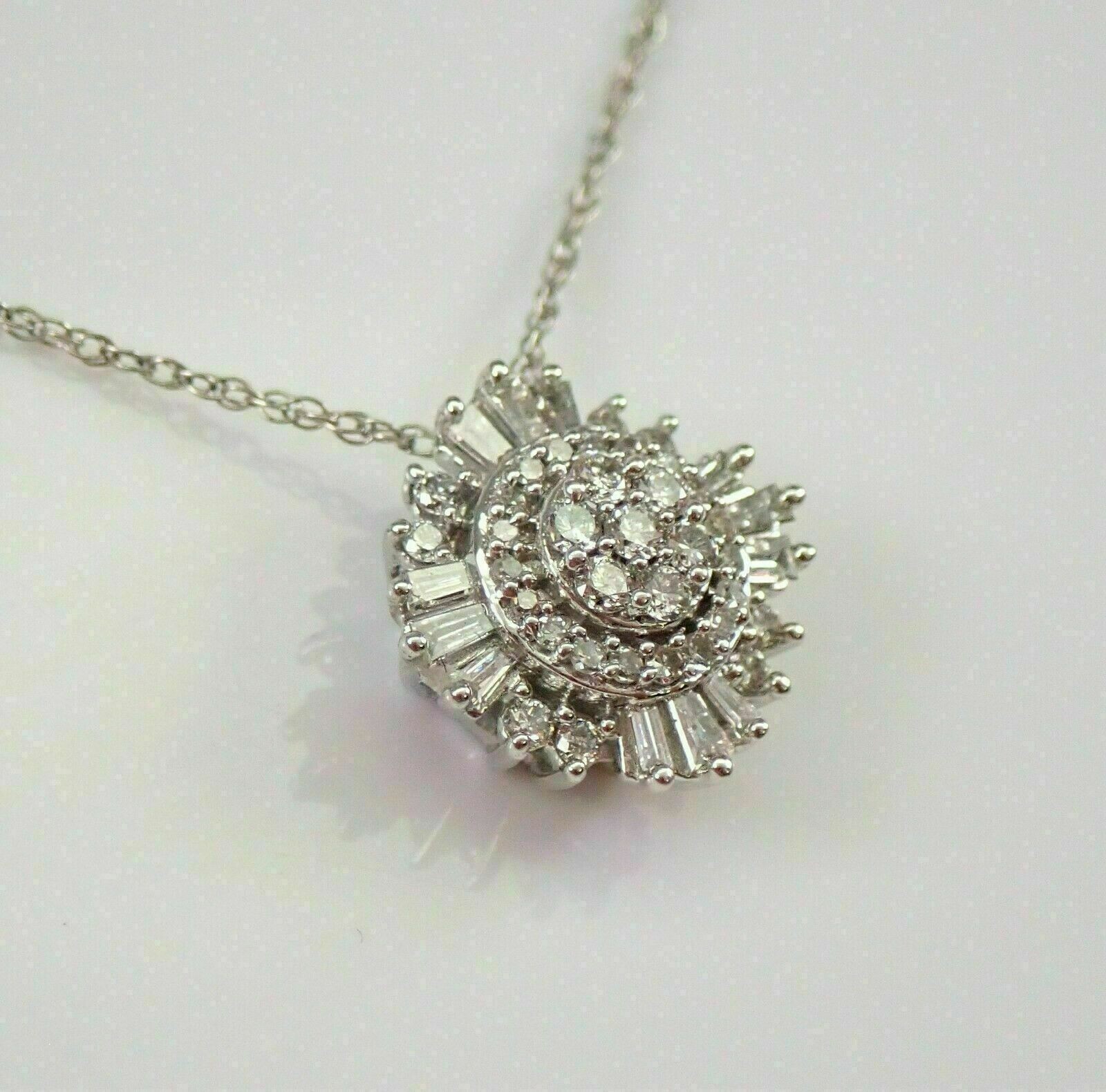 3Ct Round & Baguette Lab-Created Diamond Cluster Pendant 14K White Gold Finish