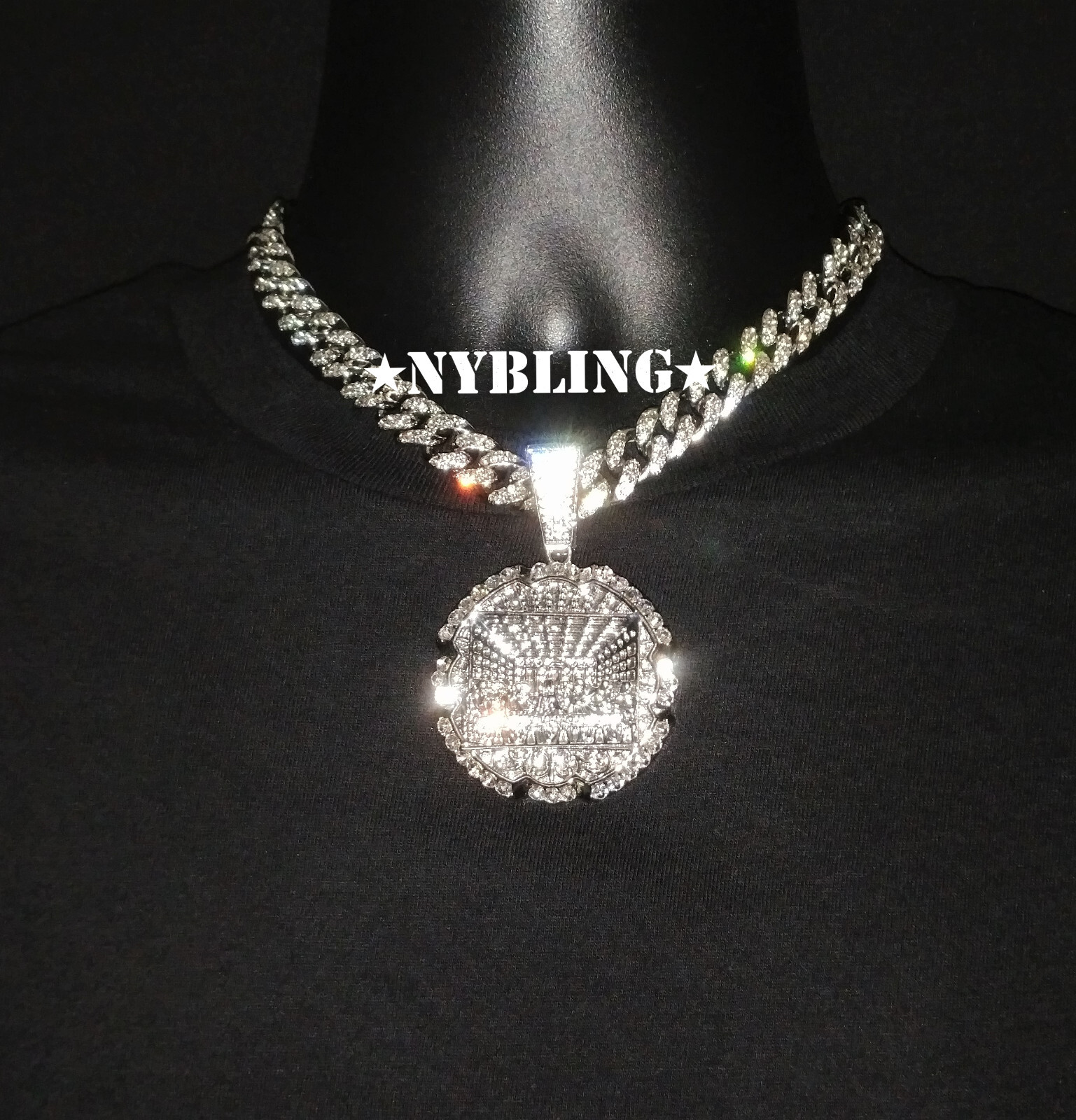 Iced 12MM Cuban Link Chain Necklace + XL Last Supper Pendant Plated CZ Jewelry