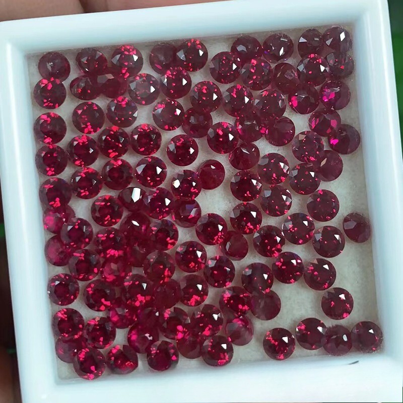 3MM~10MM Genuine Lab Grow Ruby Stone Round Cut Red Pink Ruby VVS1 Loose Gemstone
