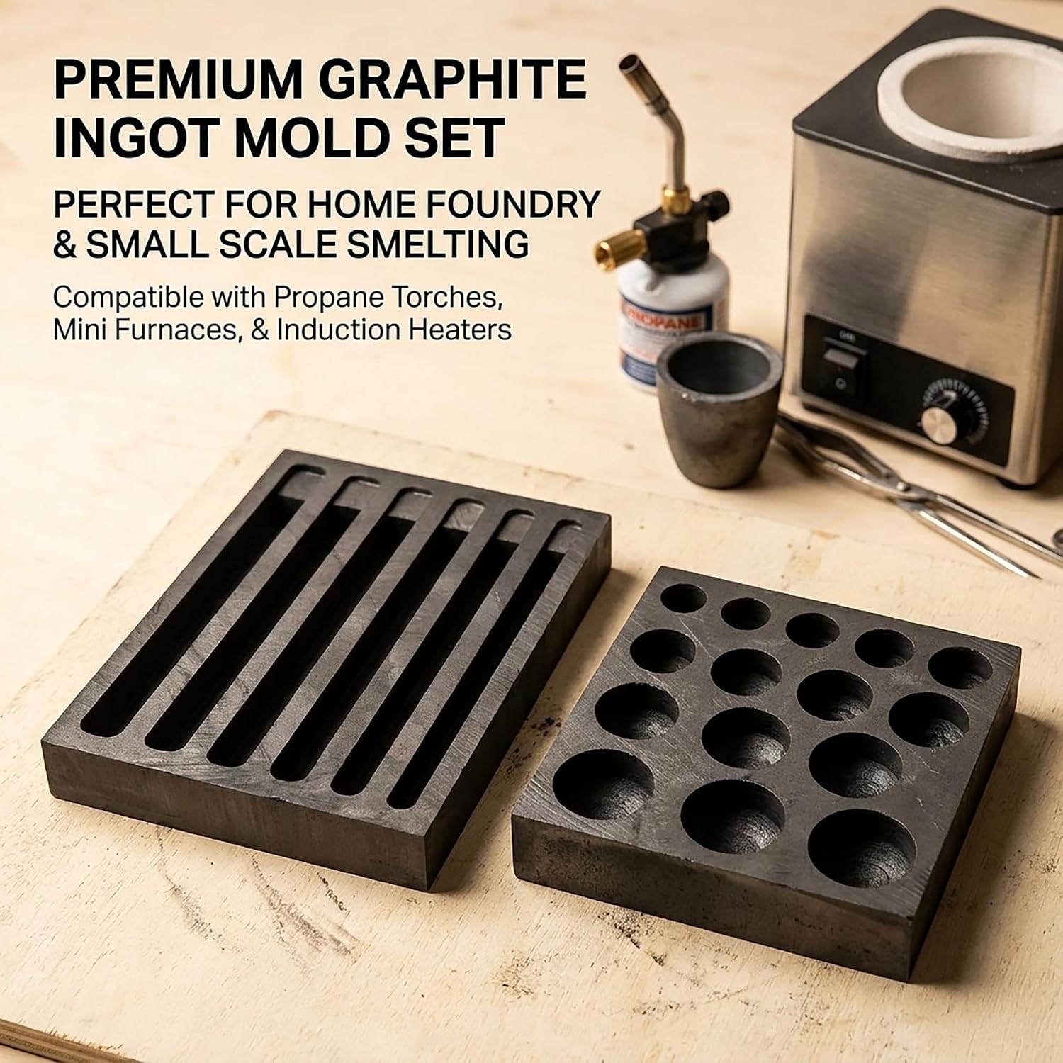 Graphite Metal Melting Casting Kit: Small Mold for Gold Silver Copper | Casting