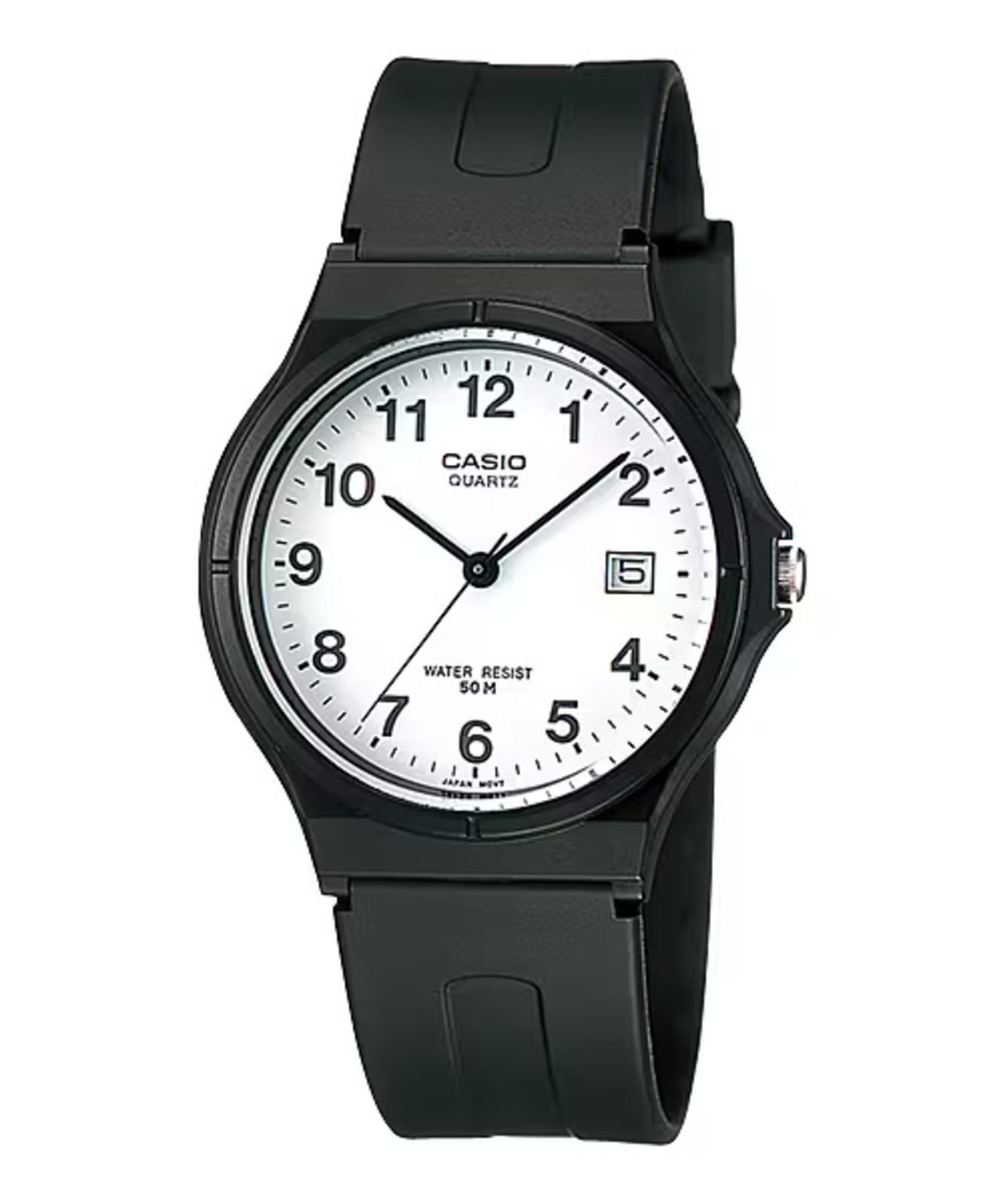 Casio Men’s Black Watch with White Dial – MW-59-7BVDF