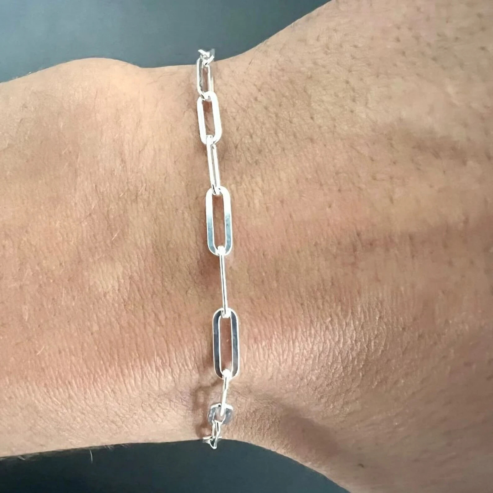 Italy Paperclip Bracelet Sterling Silver 925 4MM Bracelet Men Women FREE SHIPPIN
