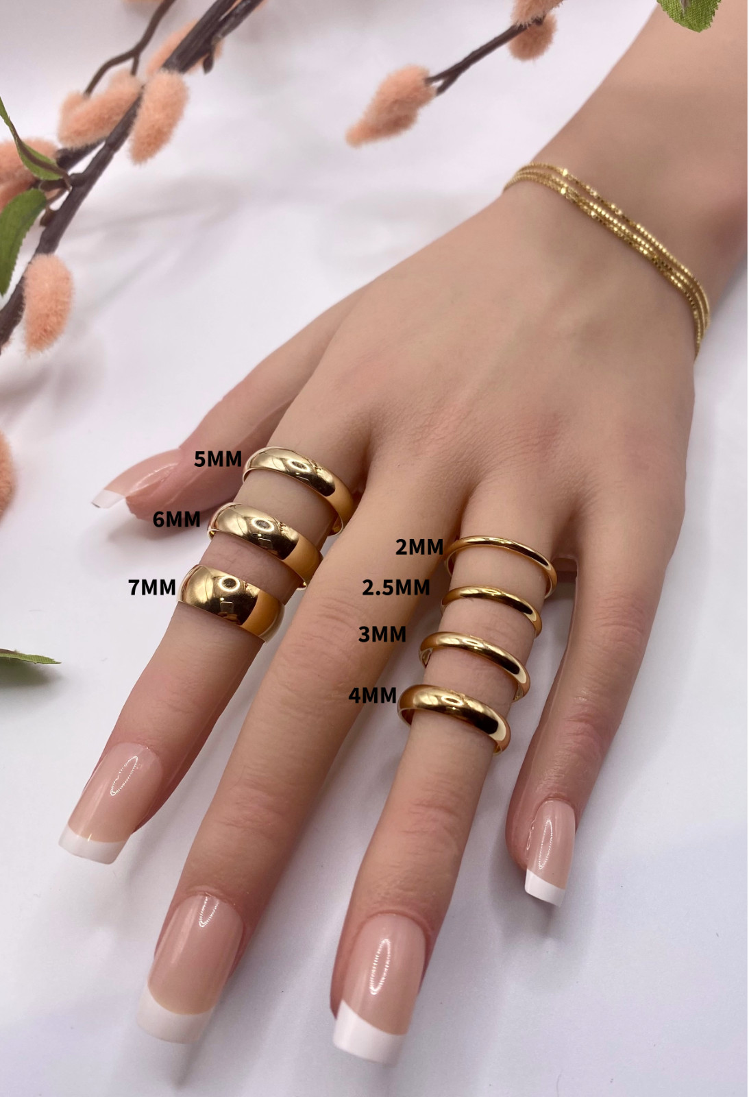 10K Solid Yellow Gold 2mm 3mm 4mm 5mm 6mm 8m Men’s Women’s Wedding Band Ring