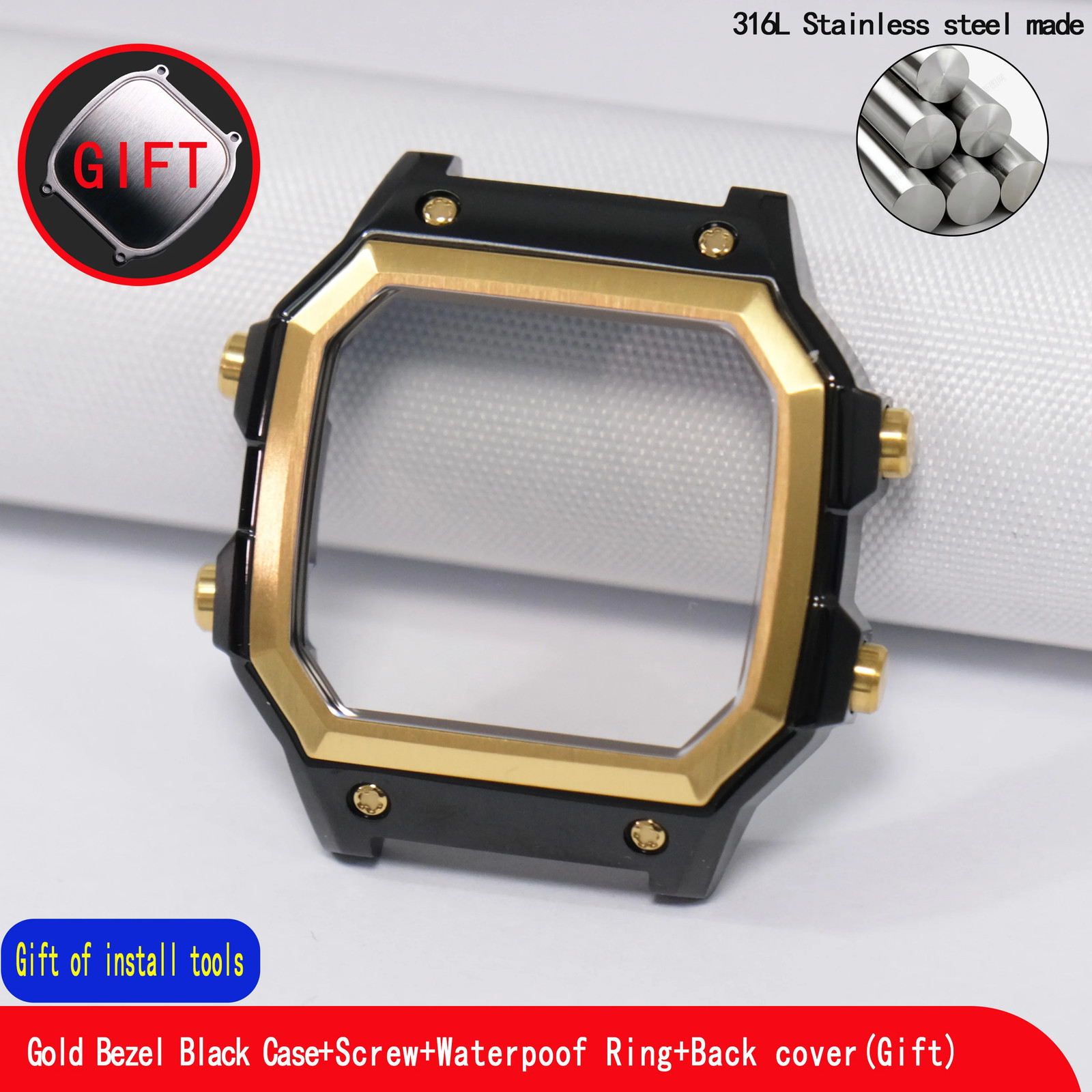 Replacement Watch Case for AE1200 AE1300 316L Steel Mod Kit Compatible with 3299