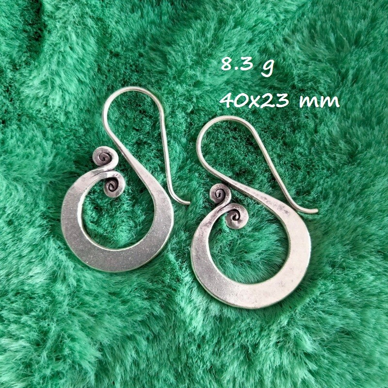 Fine Sterling Silver Earrings 925 Handcraft Tribal Jewelry Hoops Vintage ERA1213
