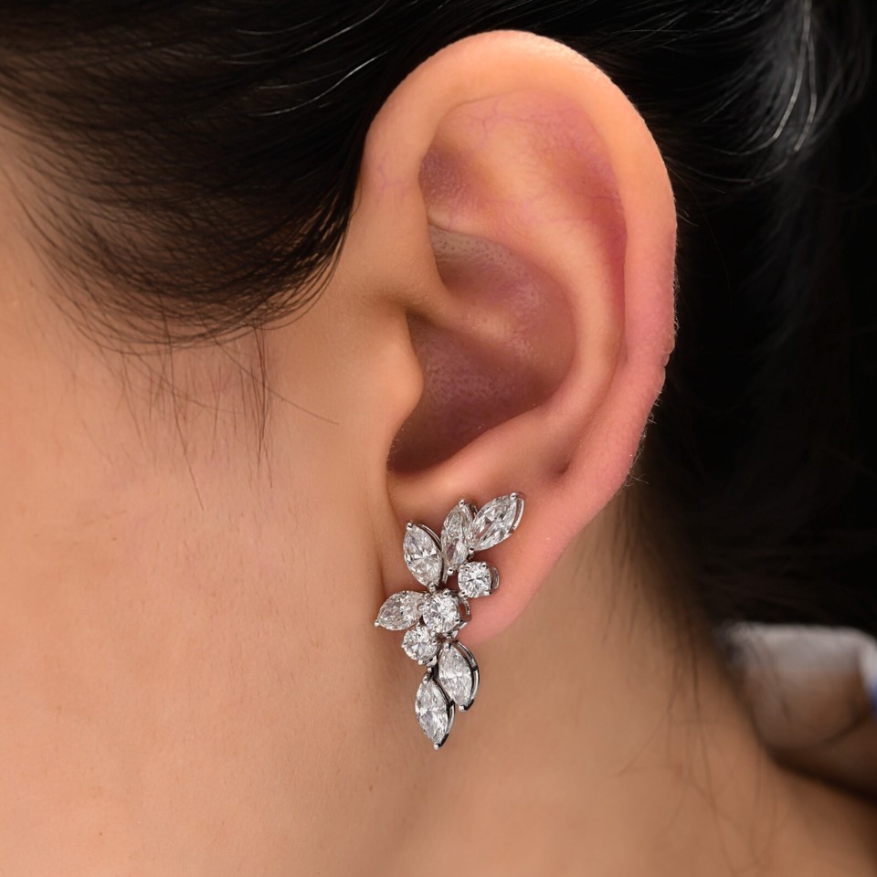 2 Ct Marquise Lab Created Diamond Diamond Stud Earrings 14K White Gold Plated