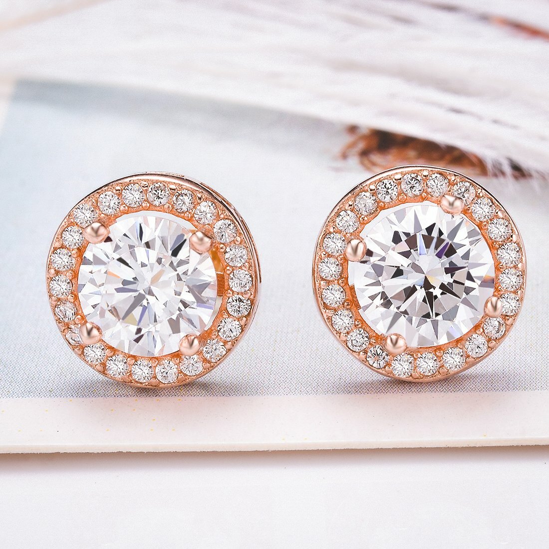 925 Sterling Silver Round Shaped Cubic Zirconia Stud EarringS – All Colors