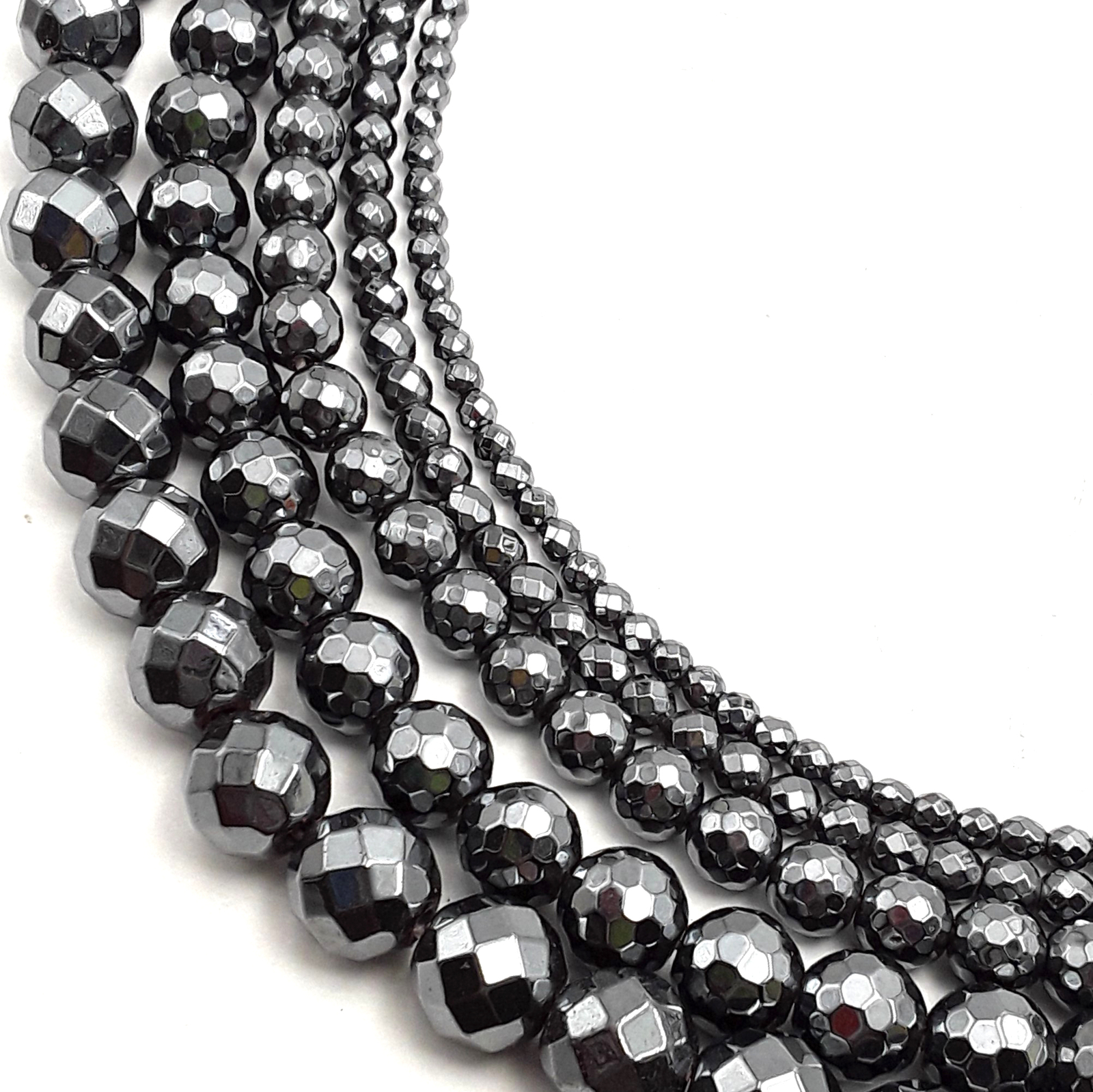 Gray Hematite Faceted Round Beads 2mm 3mm 4mm 6mm 8mm 10mm 12mm 15.5″ Strand