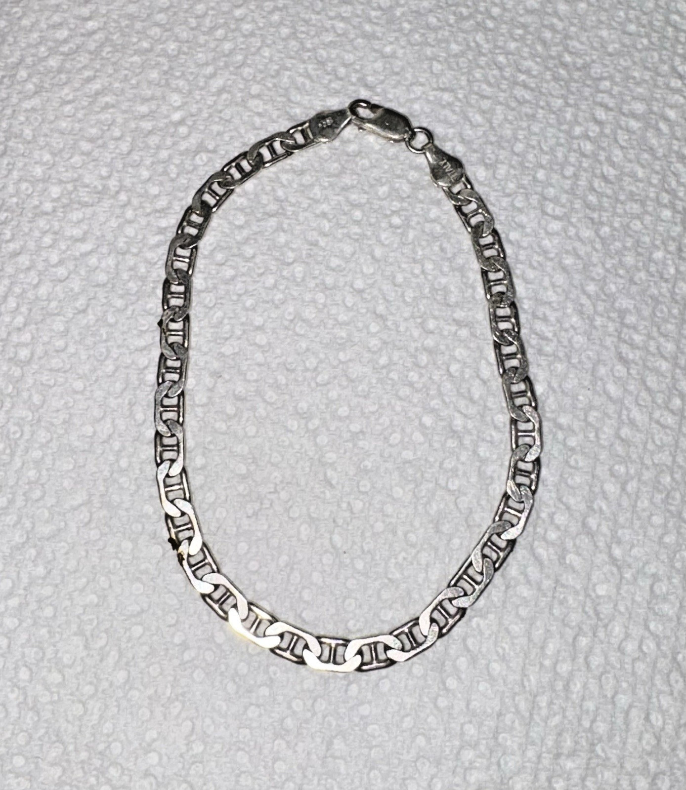 Silver 925 Italy Flat Anchor Link Mariner Men’s Bracelet 8-1/4″ long 10 grams