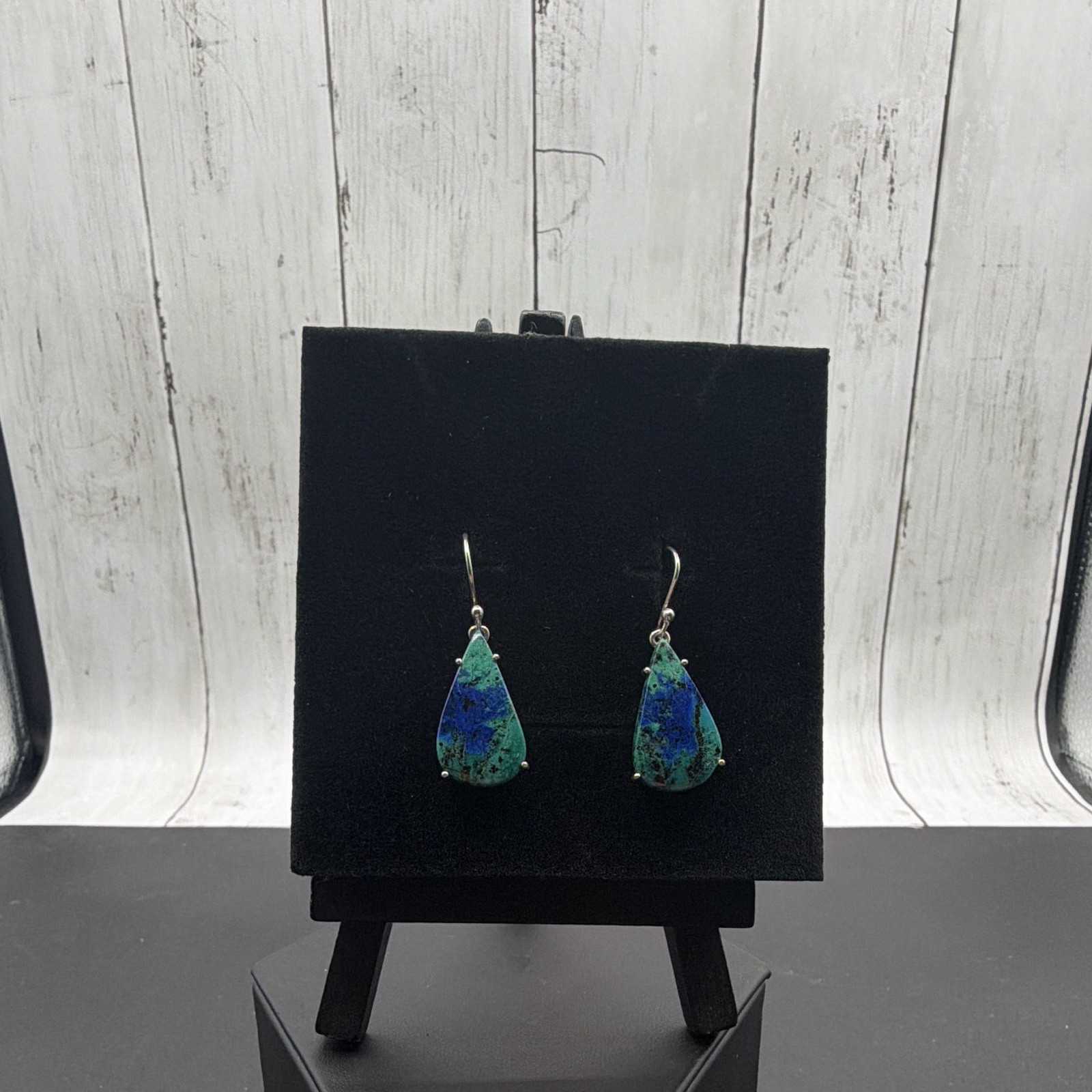 925 SS RH Azurite Dangle Earrings