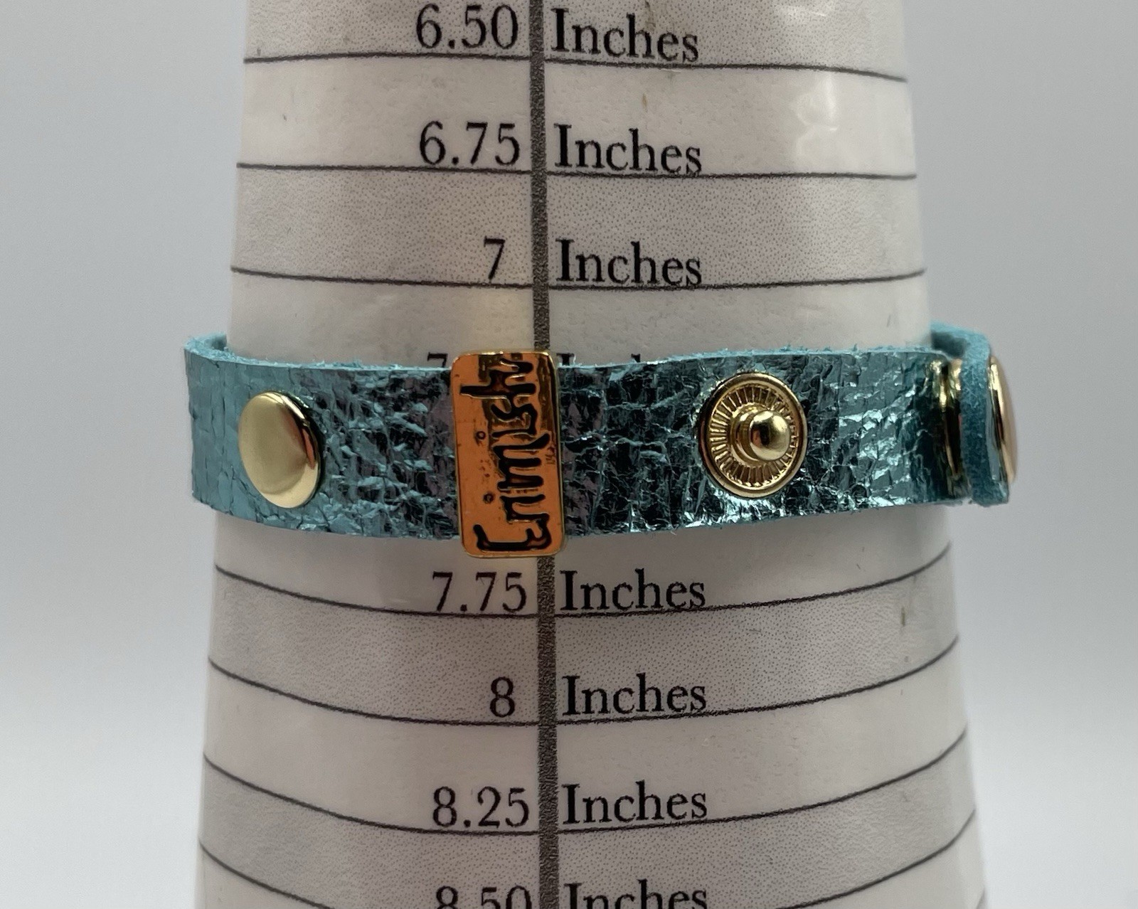 Erimish Metallic Blue Snap Cuff Bracelet 6.5- 7.75 in Signed No Stone