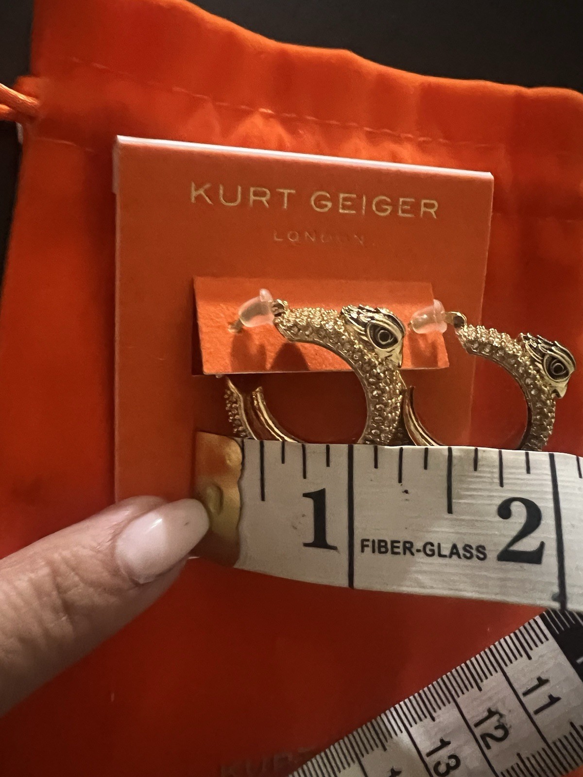 Kurt Geiger Jewelry Eagle Head Gold Huggie Hoop Earrings Crystals