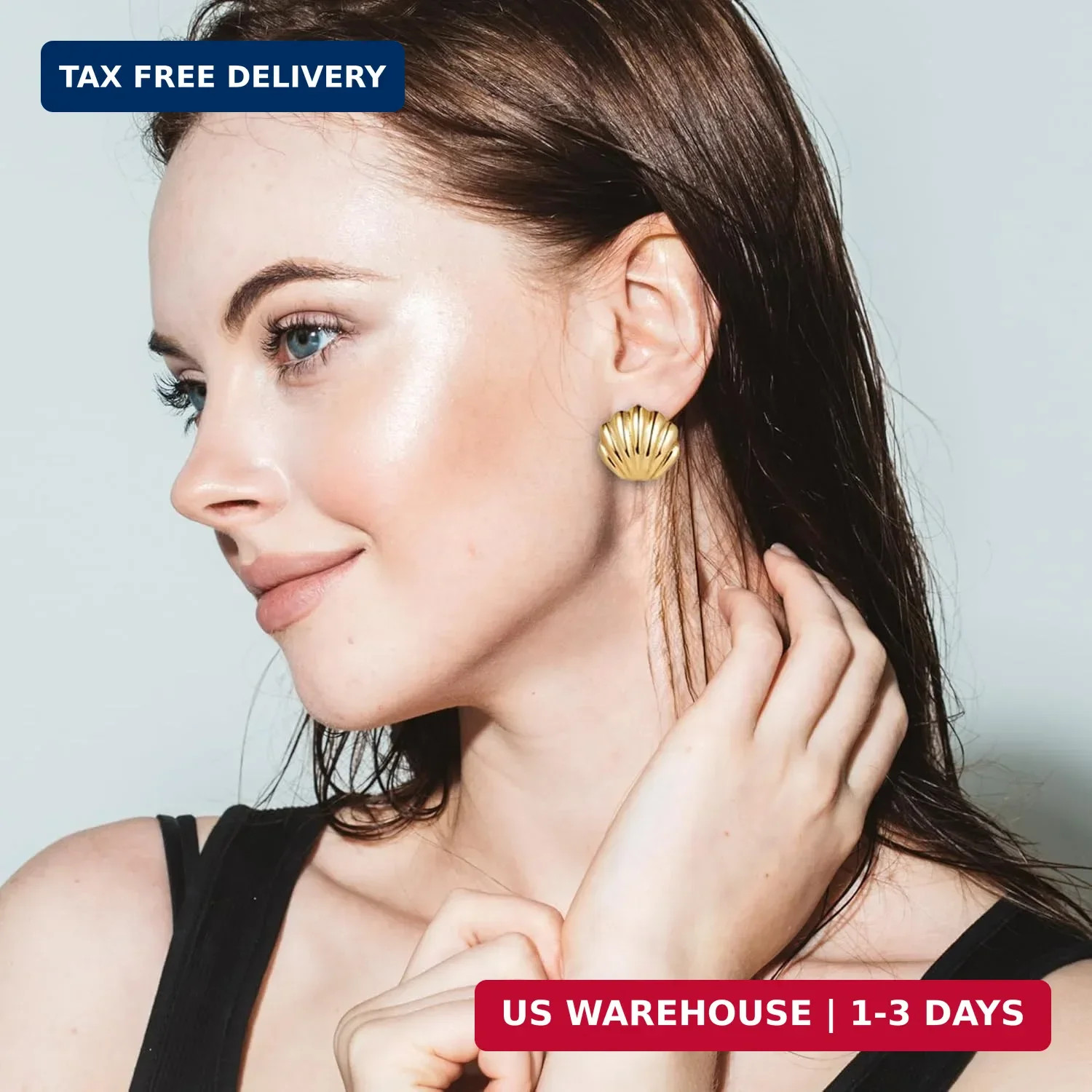 SmileBelle Gold Shell and Starfish Stud Earrings for Women, Summer Earrings | Li