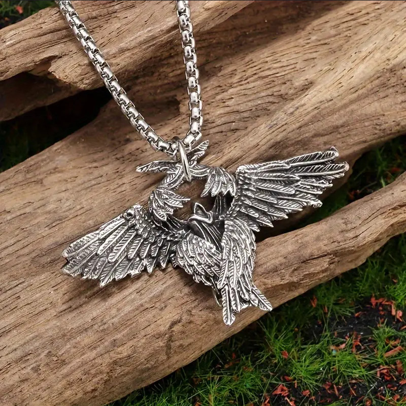 Celestial Seraphim Jewelry Vintage Silvery Winged Angel Sexy Pendant Necklace