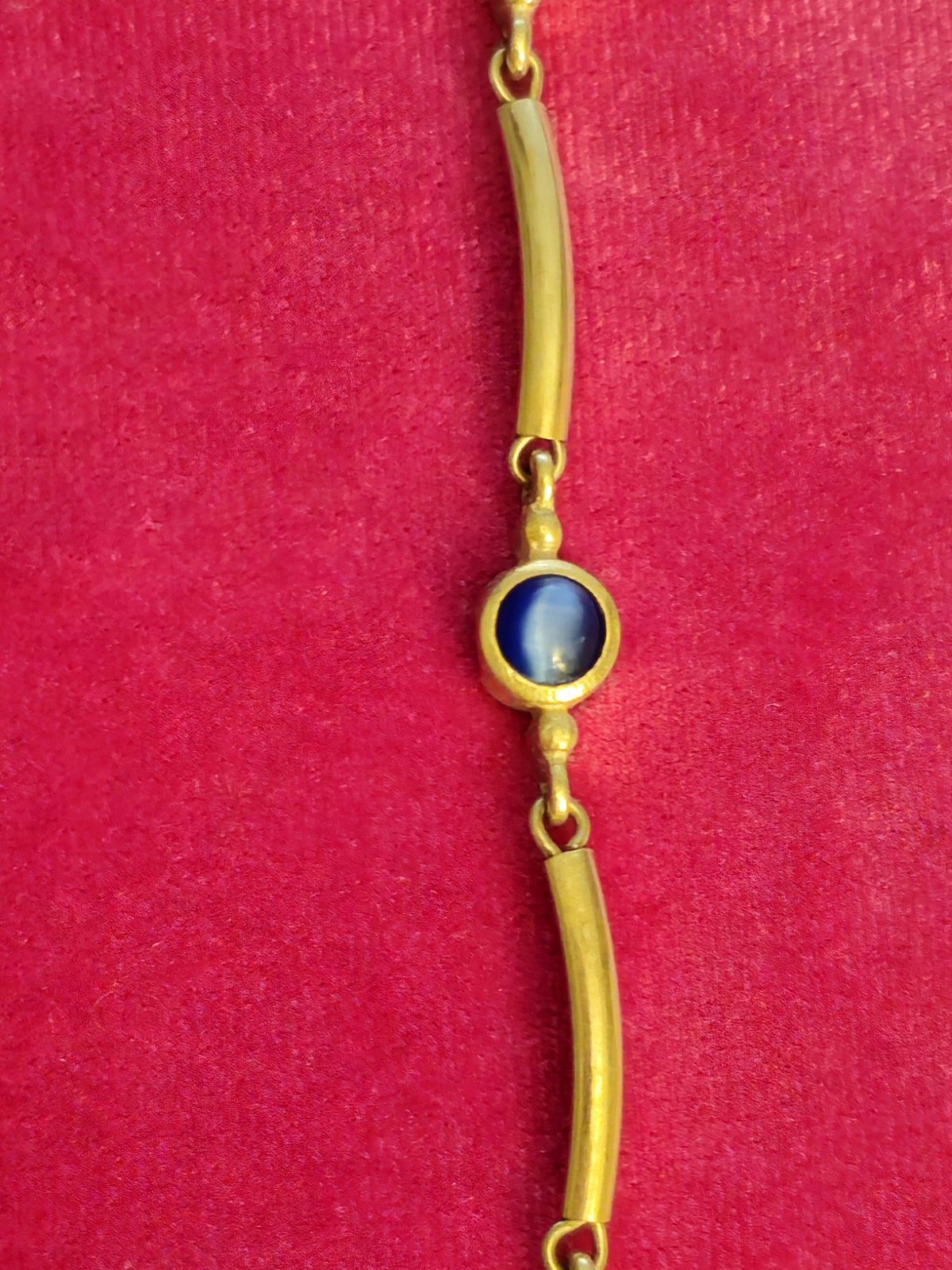 925 Sterling Blue Cat’s Eye Link Bracelet 7.7 Gram