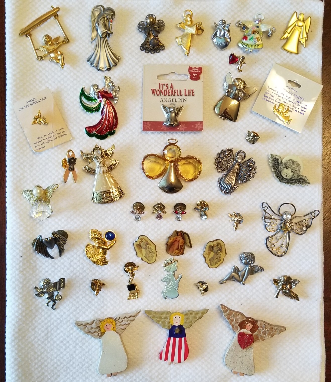 Lot of 40 ~ Vintage to Modern Angel Pins & Brooches ~ Marked & Unmarked