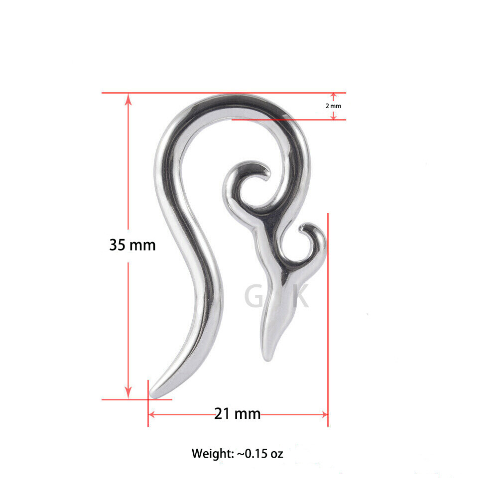 Stainless Steel Tribal Taper Long Tail Earring Ear Gauges Plugs Expander Earlets