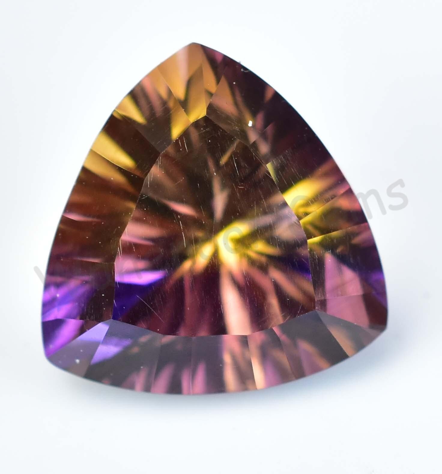 Flawless Natural Bi-Color Ametrine 9.15 Ct Trillion Certified Untreated Gemstone