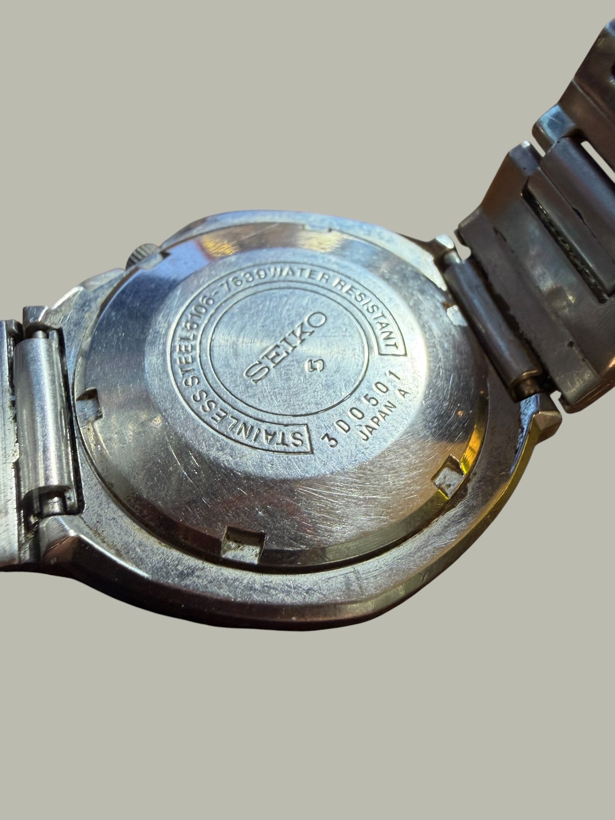 Vintage Seiko Automatic 17 Jewels Blue Dial Day Date Stainless Steel Wristwatch