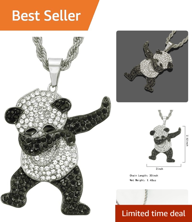 Unisex Iced Out Diamond Panda Pendant Necklace – Hip Hop Style