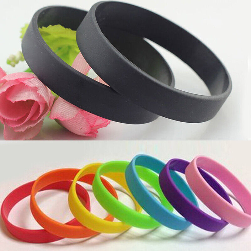 10 Pcs Silicone Rubber Bracelet Solid Wristband, Blank Rubber Band, Multicolor