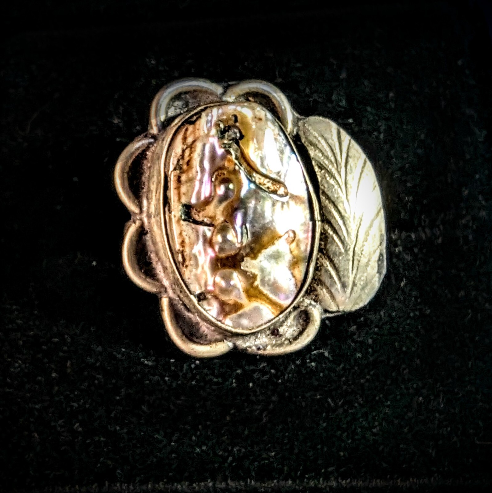 Sterling Silver Abalone Shell Vintage Navajo Ring Size 6 No Mark Tested