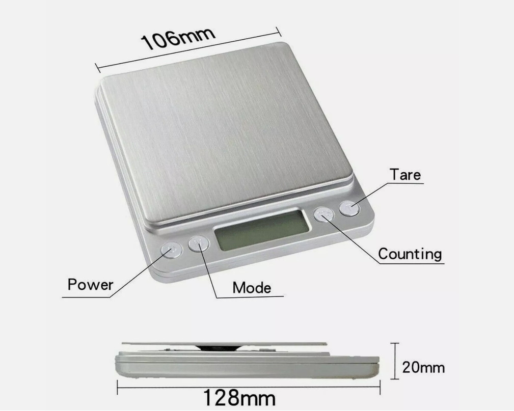 Digital Weight Scale 2000g x 0.1g Mini Size for Kitchen Jewelry Grain Food