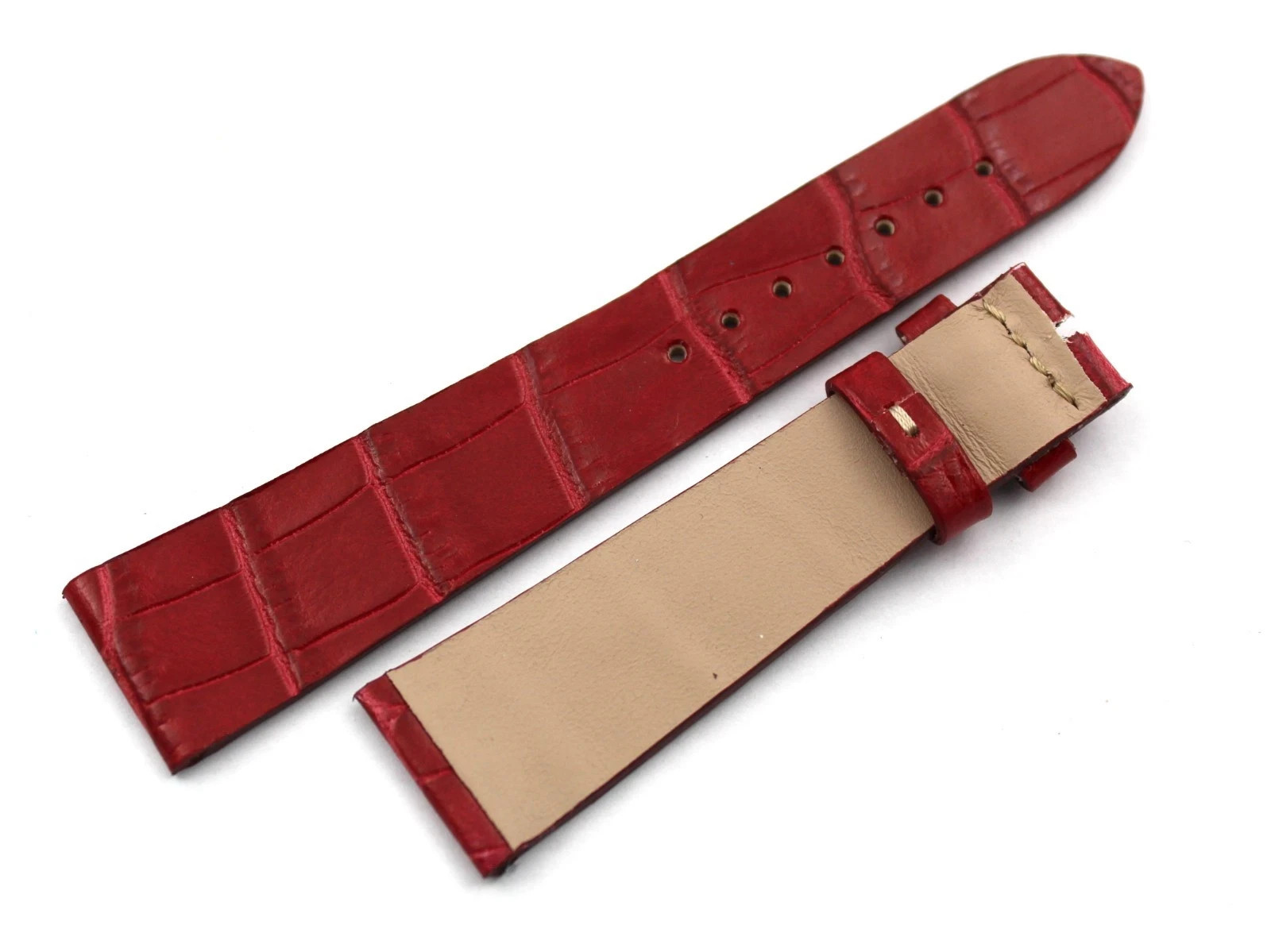 Genuine Leather Red Crocodile Print Strap Various Sizes Pin Buckle New