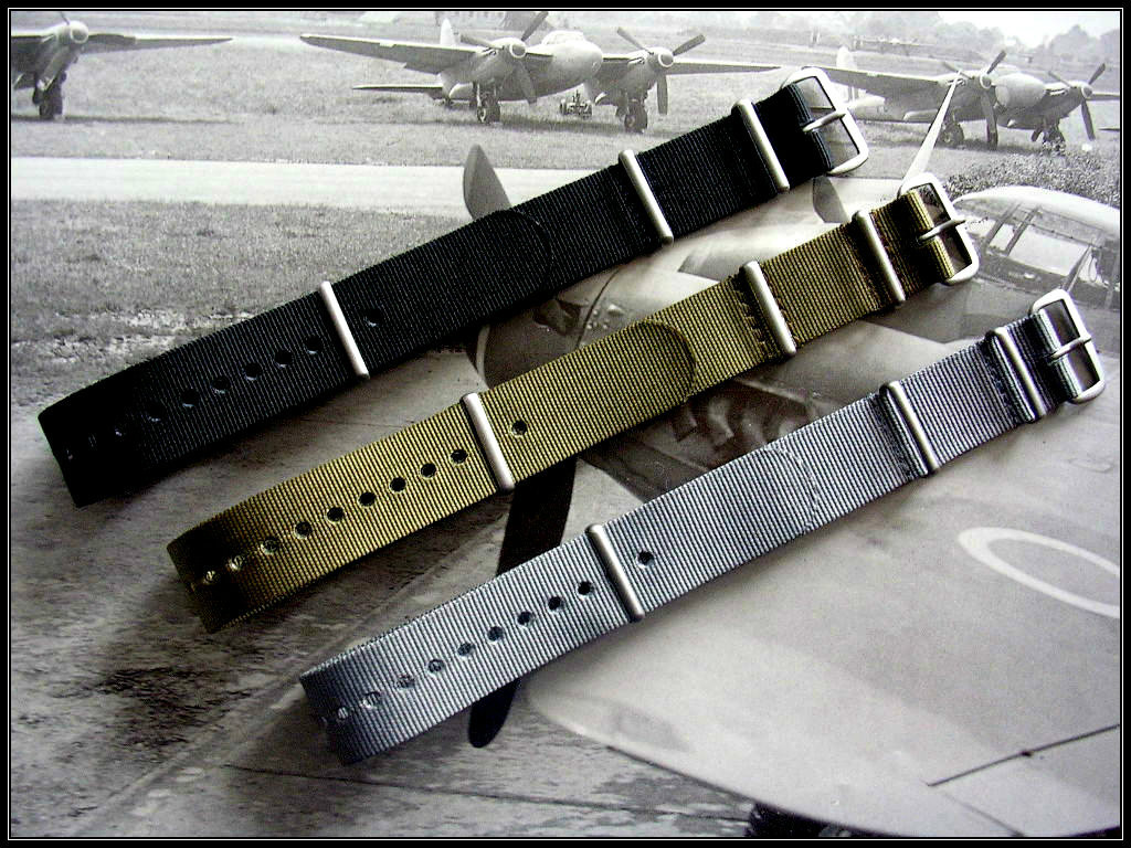 18 20 22 24 NATO G10 Premium nylon watchband 3pak MoD RAF strap Bonded IW SUISSE