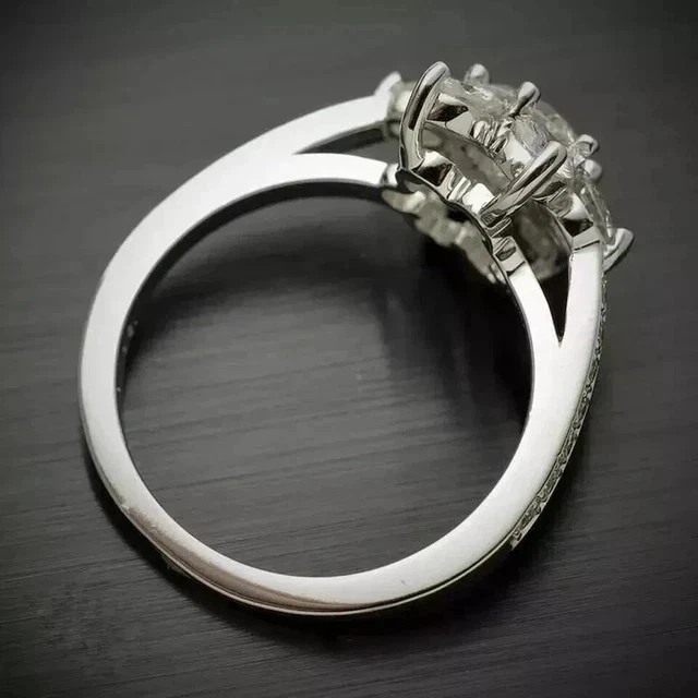 2.40Ct Real Moissanite Round Cut Wedding Engagement Ring 14K White Gold Plated