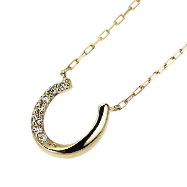4℃ K10YG diamond pendant necklace horseshoe – Auth free shipping from Japan- Aut