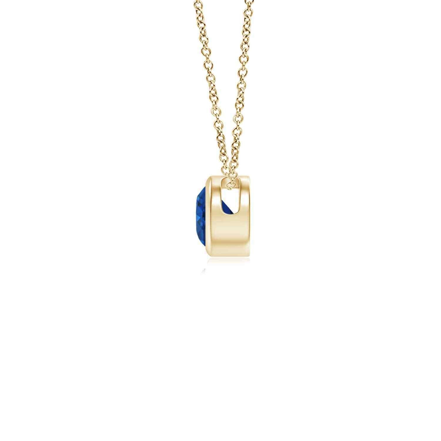 1Ct Lab-Created Blue Sapphire Solitaire Pendant Necklace 14K Yellow Gold Finish