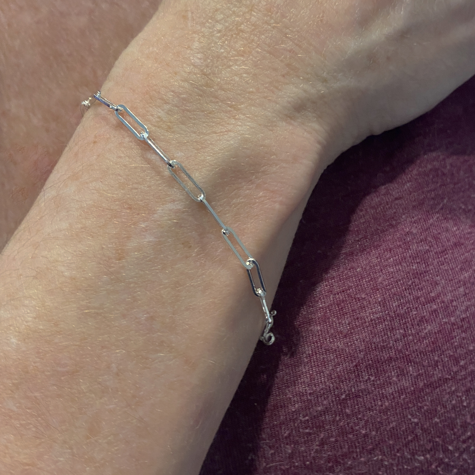 Real Solid 925 Sterling Silver Paperclip Bracelet Italy Paper Clip 6.5″-8″ 3MM