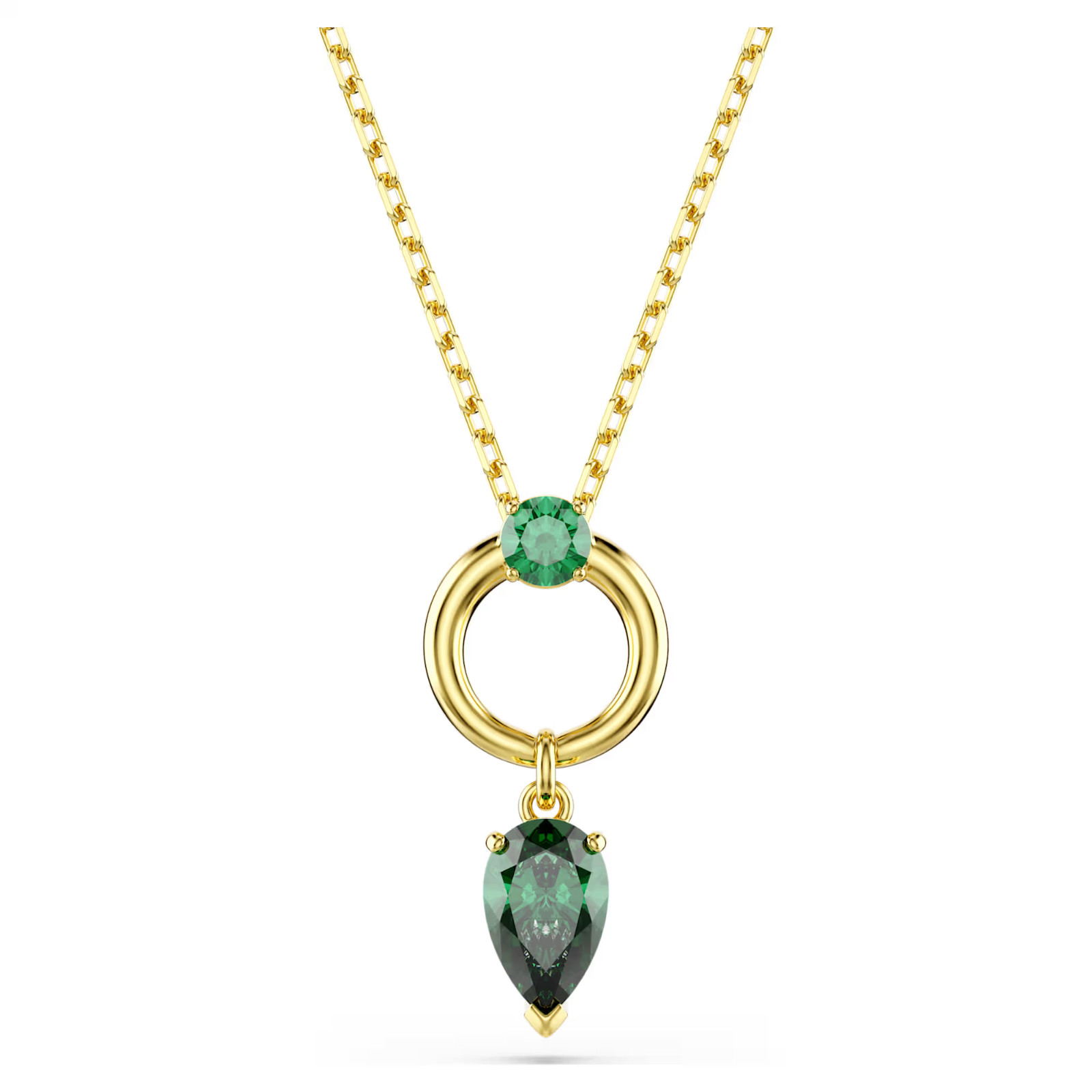Green Gold Tone Plated Necklace Mesmera Pendant Mixed Cuts New