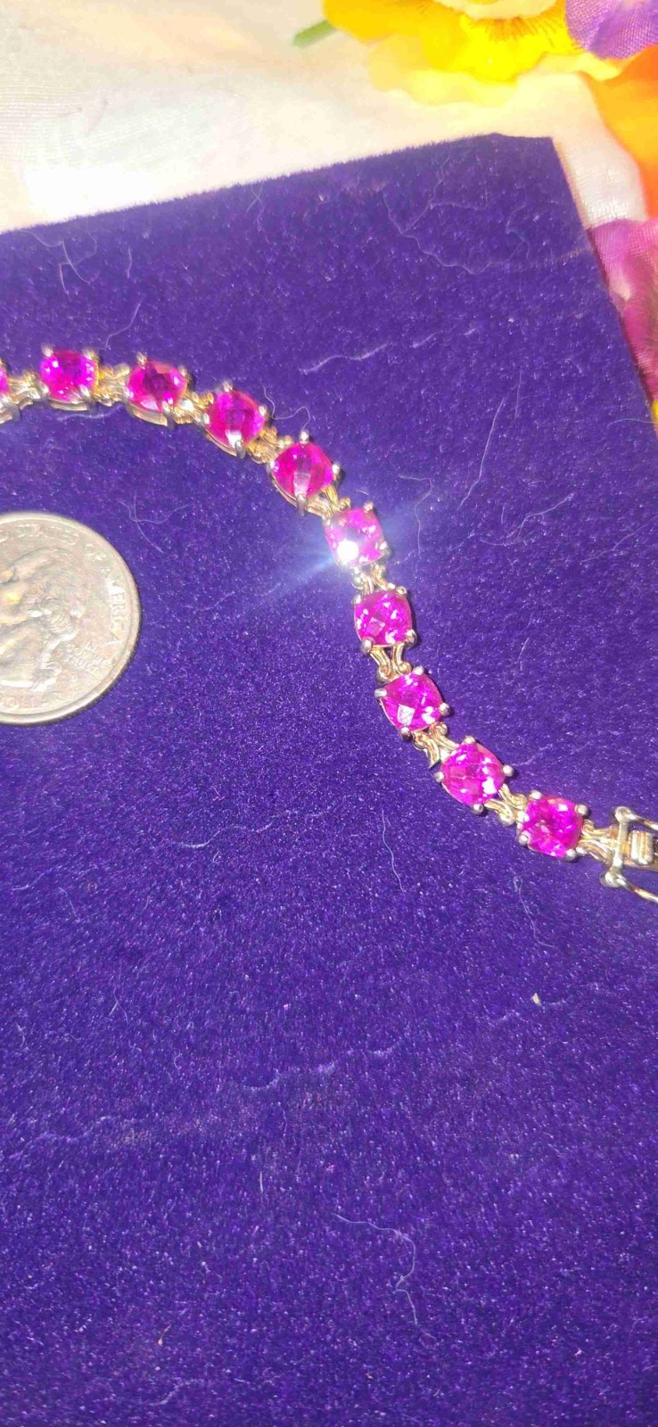 Breathtaking Ruby Jemstones Set In Sterling Tennis Bracelet