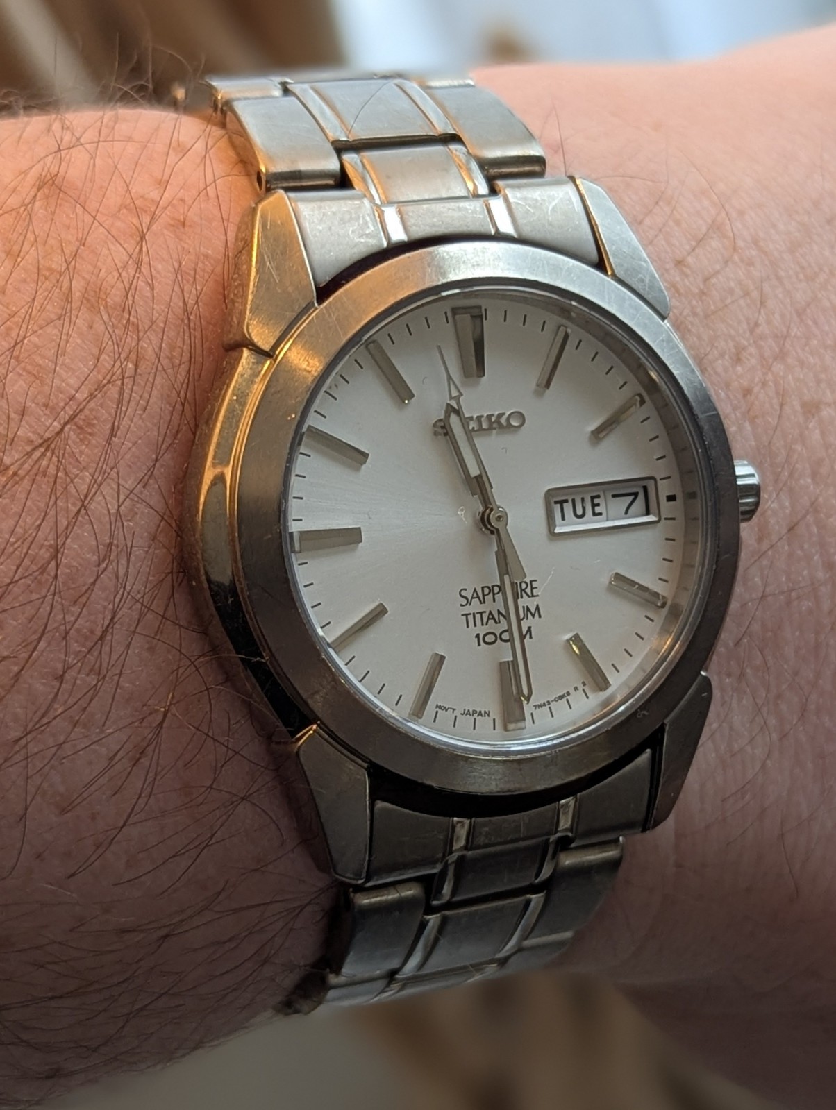 Seiko SGG727P1 Titanium Sapphire 7N43-0AS0 Day Date Quartz Watch 2006