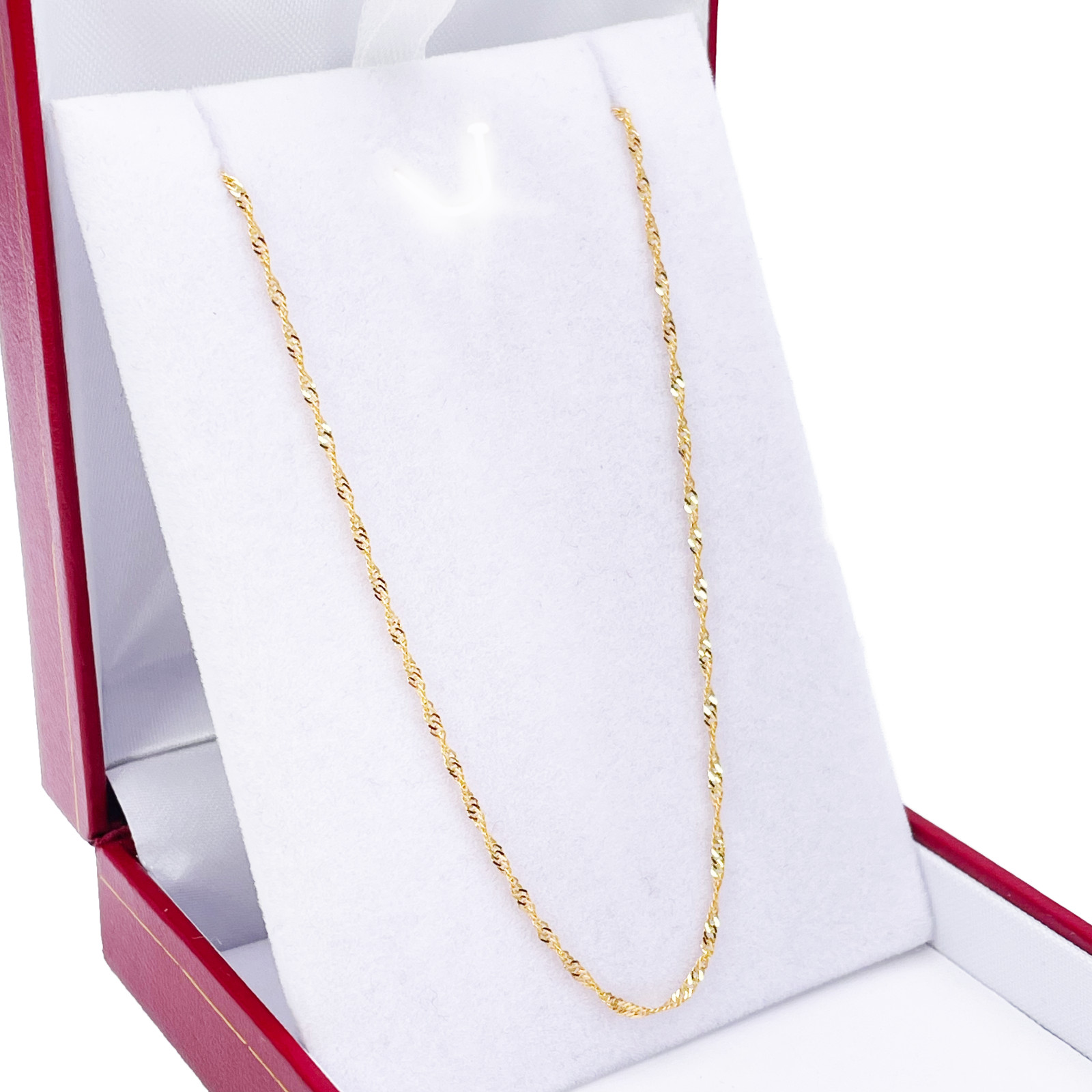 22ct Gold Twisted Chain Lightweight Fancy Ripple Necklace 16 Inches 1mm Width