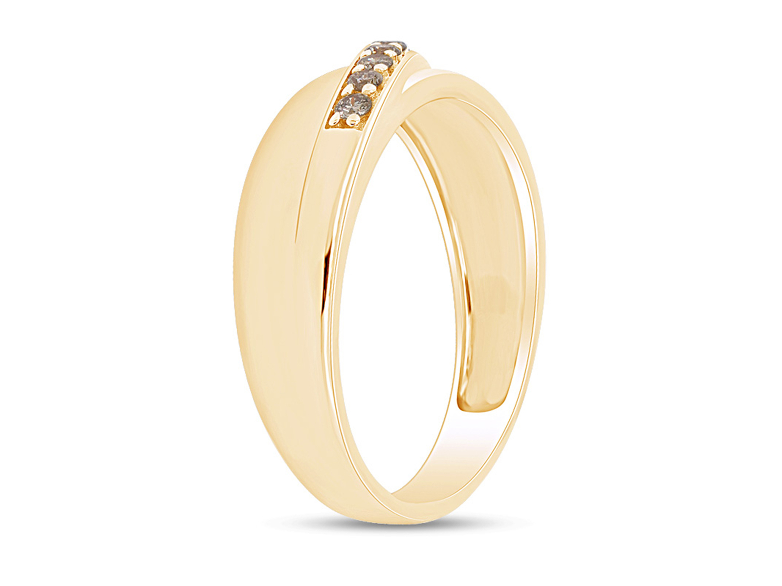 0.25 Carat Round Brown Natural Diamond Men’s Band Ring 14K Yellow Gold Plated