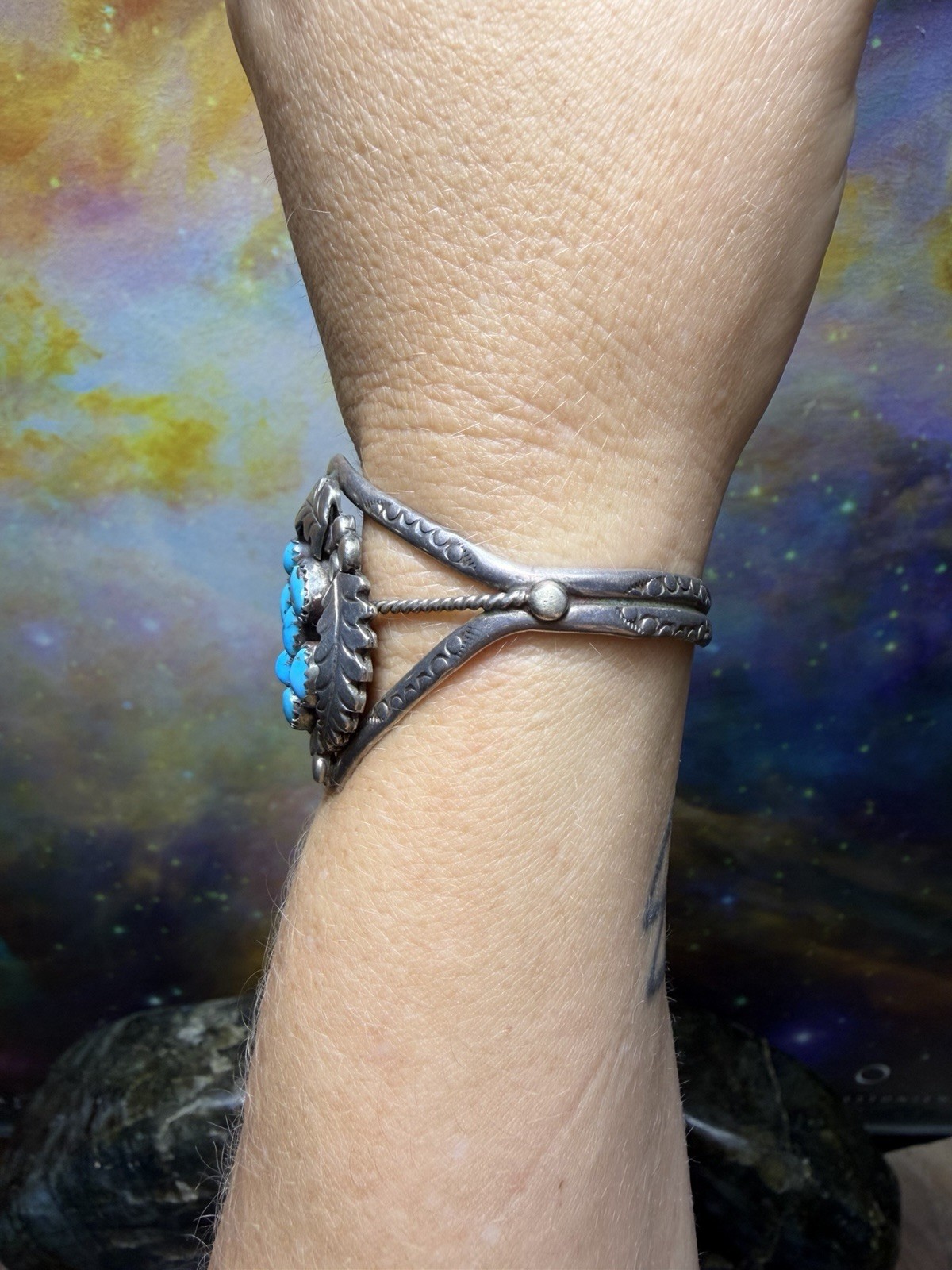 Vintage Turquoise Sterling Silver Navajo Cuff